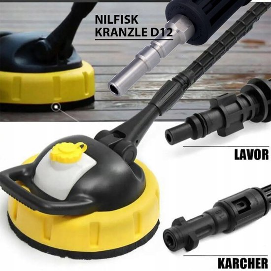 Pro Roterende reinigingsborstel met reinigingsmiddeldoserset, vervanging voor hogedrukreiniger Nilfisk QC, Kränzle D12, Kärcher K1-K7, voor bestratingsstenen, terras, gevel, beton — afbeelding 4