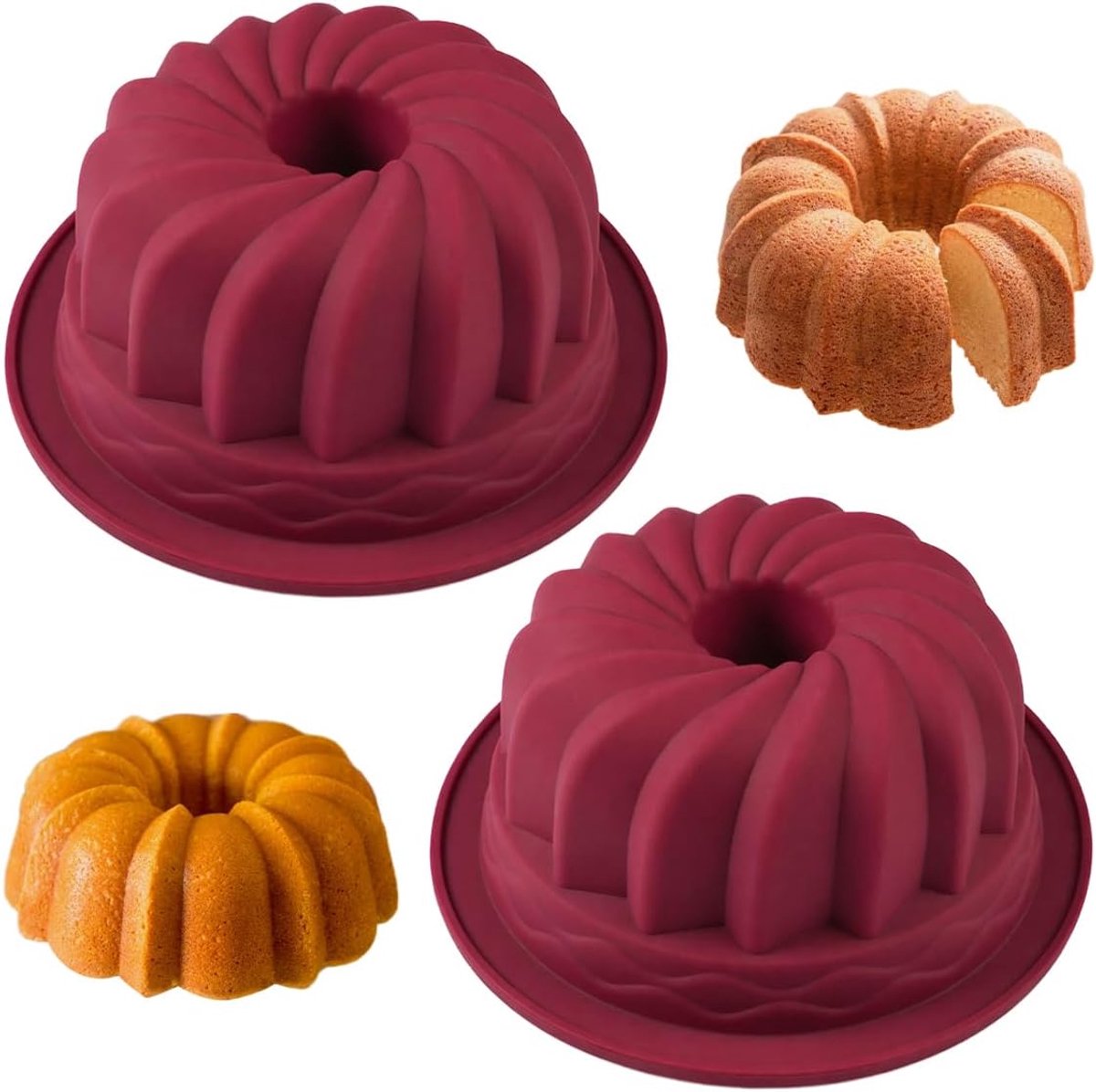 2 Stuks Gugelhupfform Siliconen bakvorm, 10cm Silicone Donut Vorm