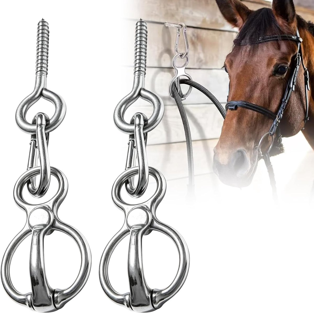 2 stuks paarden stropdasring: roestvrijstalen verbindingsring, veilige en duurzame paardenaccessoires, magneetring voor het binden en intrekken, helpt paard terug te trekken en stress van het