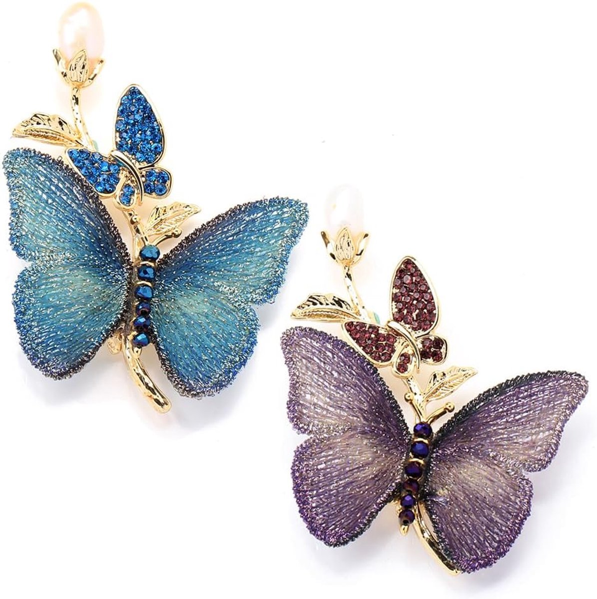 2 stuks vlinderbroche voor dames, elegant, vintage, glitter, strass, kristal, sieradennaald voor jurken, sjaals, bruiloften