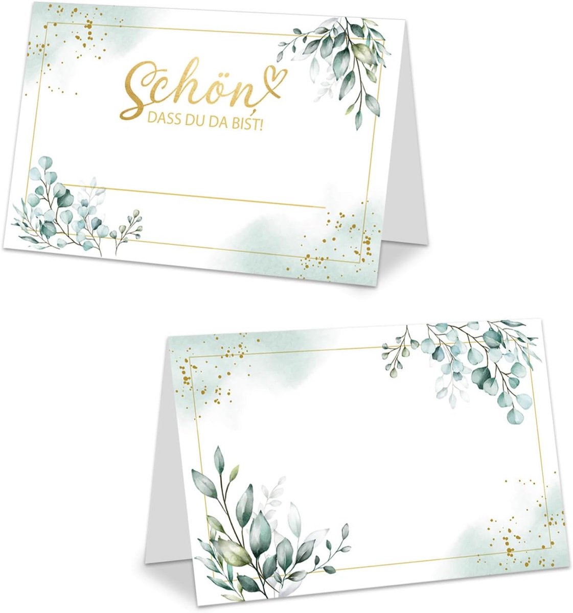 50 stuks tafelkaarten voor bruiloft, plaatskaarten "Schön DASS Du da Bist", 8,5 x 5,5 cm, tafeldecoratie voor bruiloft, verjaardag, communie, vormsel, doop