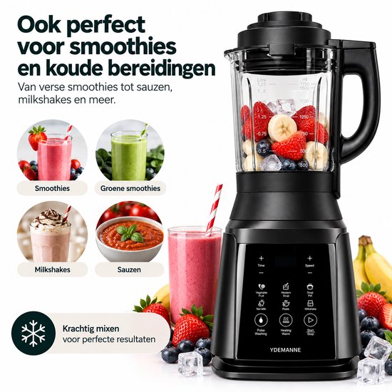 Multifunctionele Soepmaker & Blender - 1.75 Liter - 1200W - 8 Programma’s - Glazen Kan - Verwarmings- & Schoonmaak Functie van KitchenBrothers — afbeelding 4