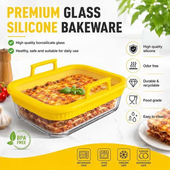 Accessoires voor Ninja heteluchtfriteuse, AF400EU/DZ400EU/AF500EU/COSORI, heteluchtfriteuse, 2 kamers, glazen vorm voor airfryer, ovenschaal — afbeelding 4