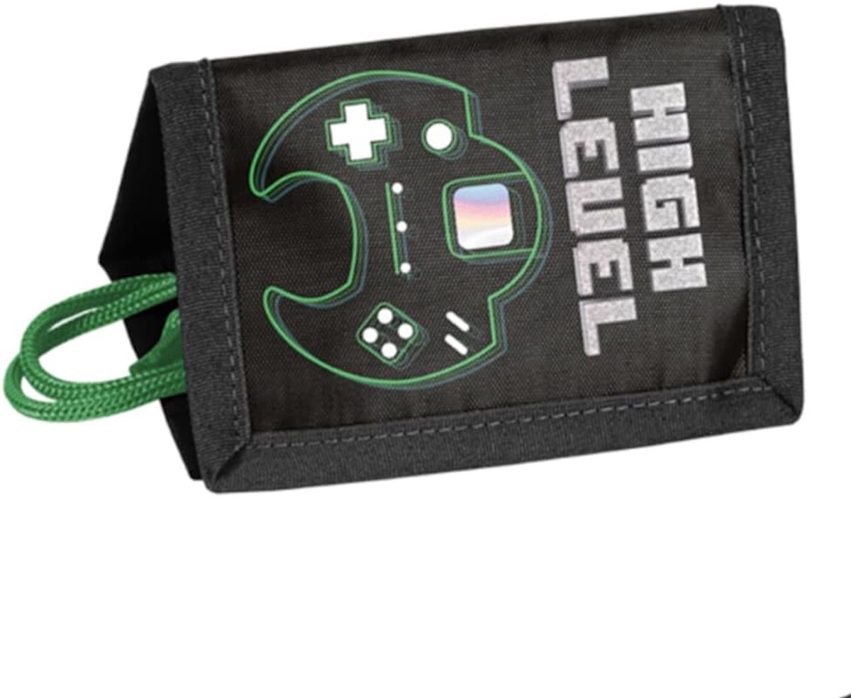 Kinderportemonnee - Retro Gaming - zwart/groen - 12 x 8 x 1,5 cm, zwart, 12 x 8 x 1,5 cm, Gaming