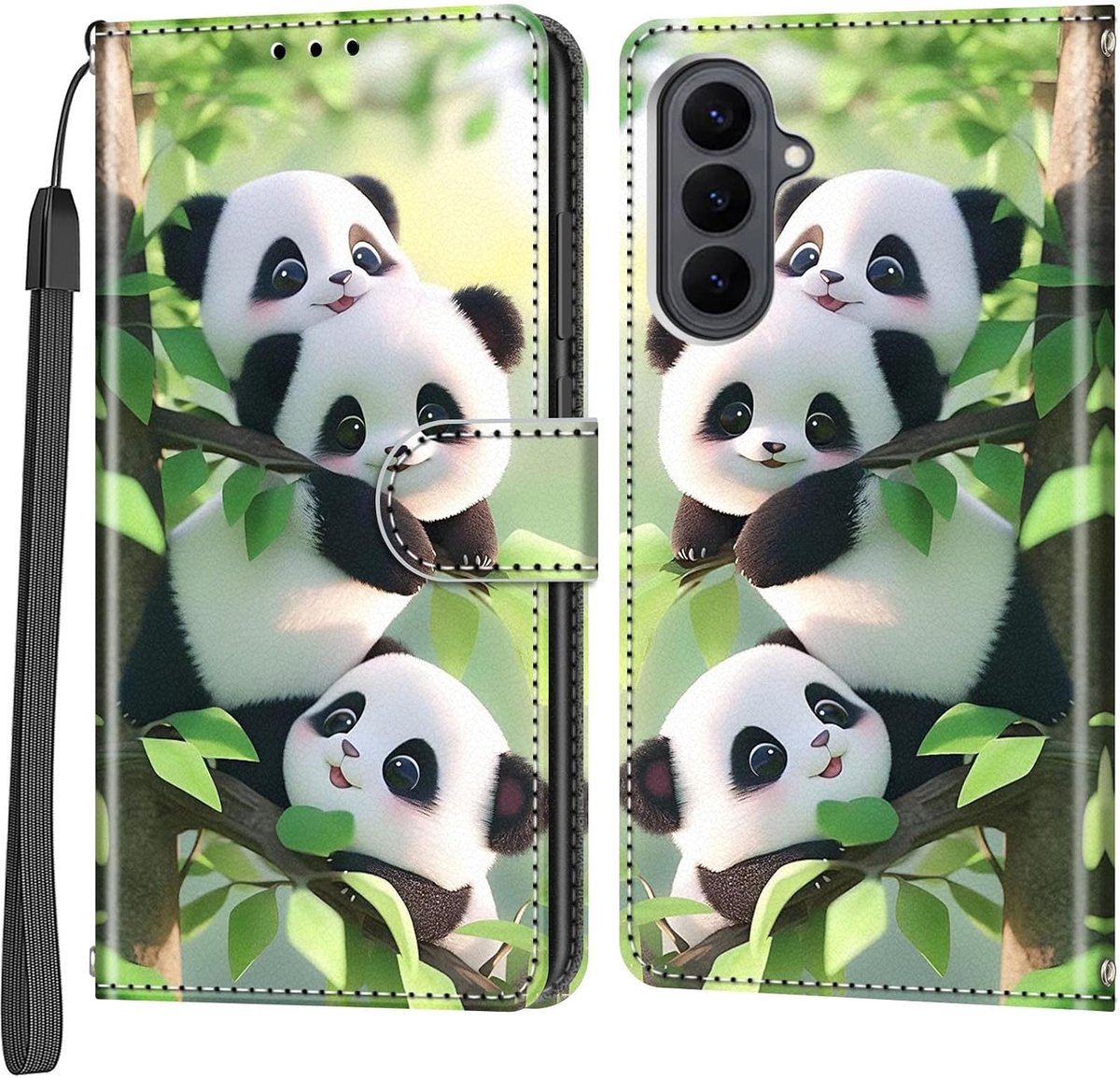 Portemonnee Telefoonhoes voor Samsung Galaxy S26 Plus Panda