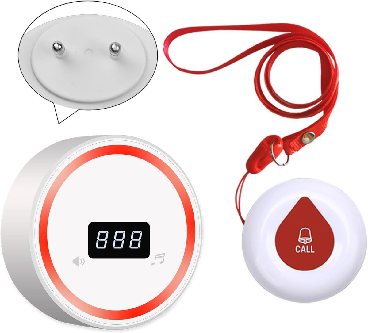 Noodoproepknop voor senioren, draadloze bel, thuisnoodoproep, voor senioren, noodoproepknop, draadloos SOS-alarm voor bejaarden- en verpleeghuis, 1 ontvanger + 1 SOS-zender (O1R)