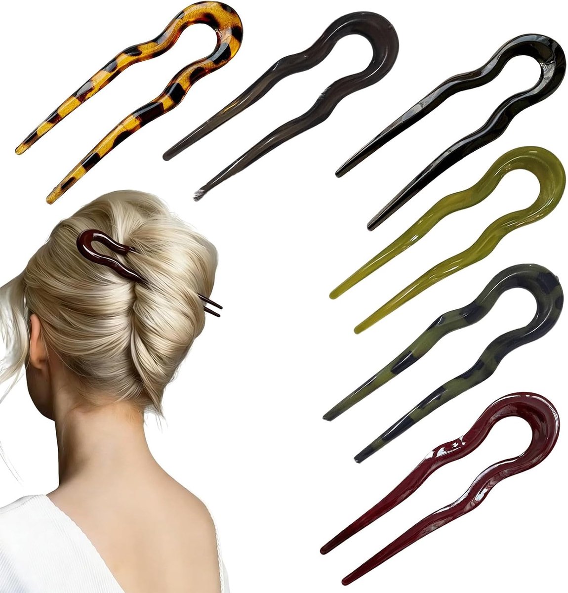 Haarspelden, Franse pinset voor dames, elegante haarspeld voor opgestoken kapsel, haaraccessoires, French Twist haarspeld van kunststof, 13 cm, haarstylingaccessoires voor