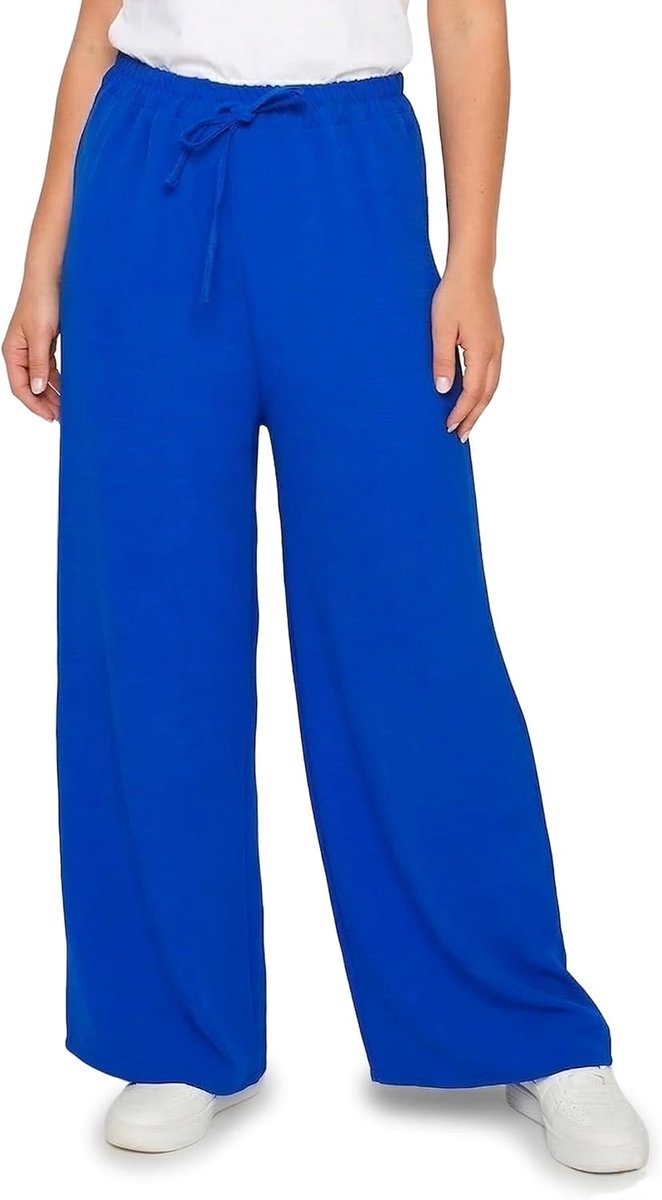 Palazzo broek wijde stoffen broek dames zomerbroek dames licht losse wijde marlenebroek snit met hoge taille elastische tailleband voor kantoor vrije tijd strand outfit luchtig comfortabel