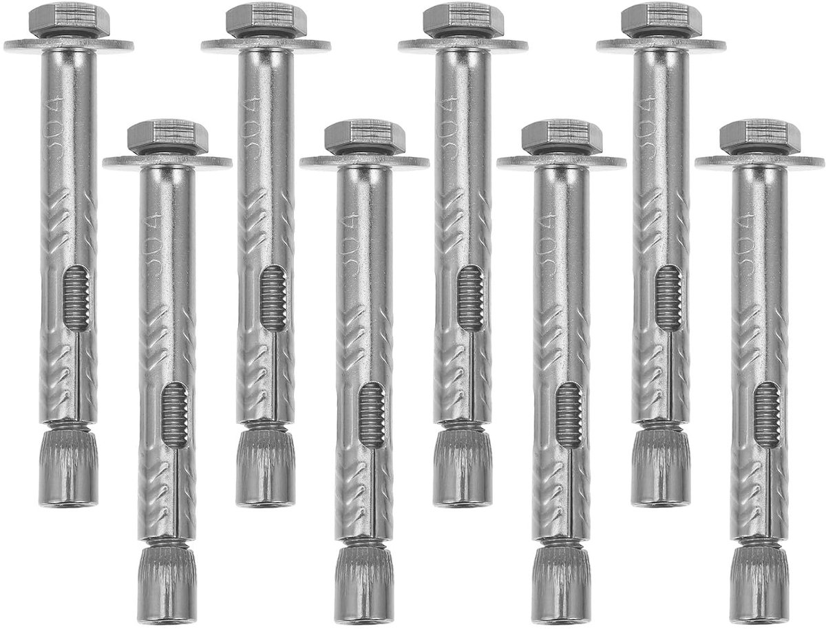 8 stuks M6 x 60 mm expansieschroefbouten - RVS ankerbouten - Externe moerbevestigingsankers voor wandmontage en betonmontageaccessoires
