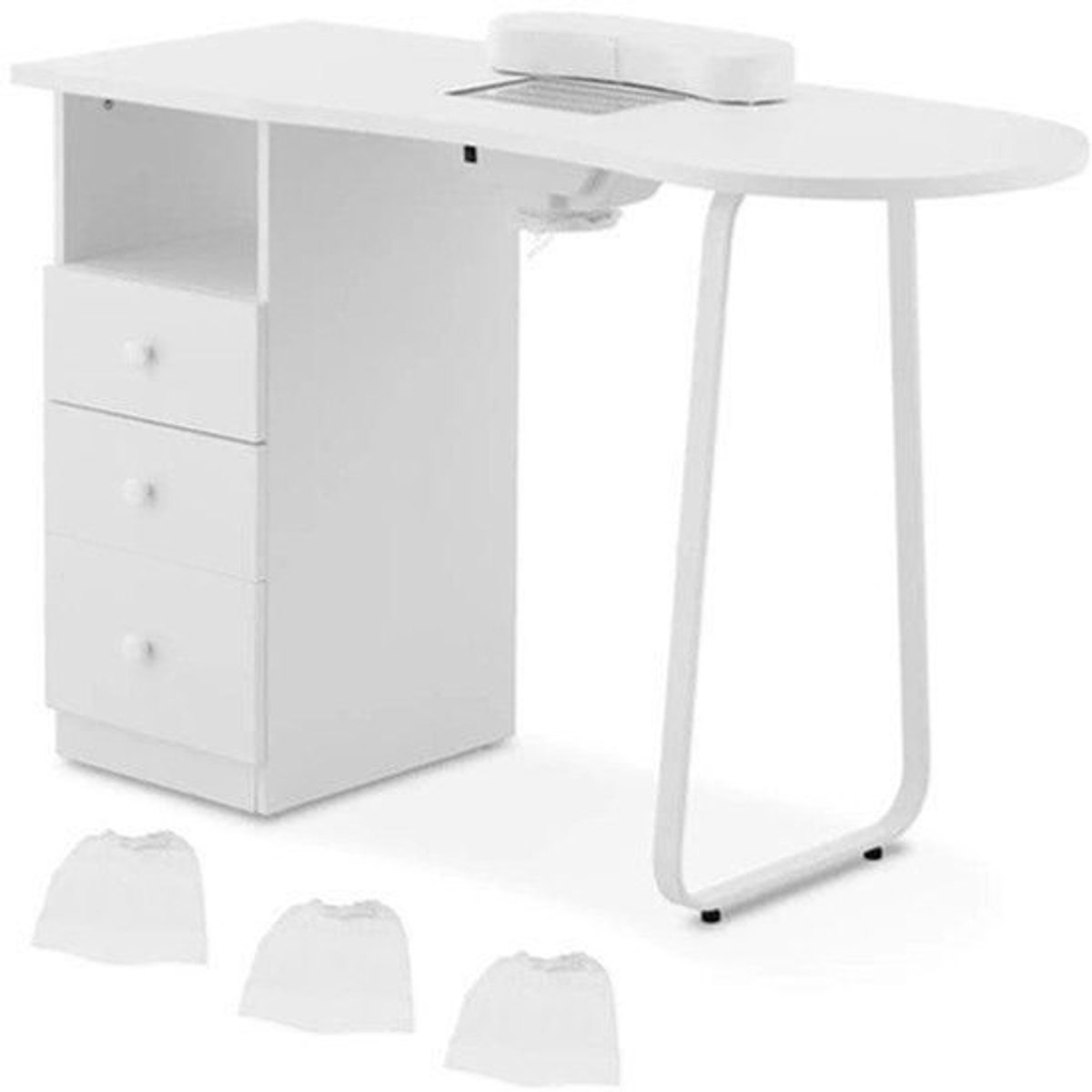 Manicure Tafel – Nageltafel – Manicuretafel – Nagelsalon Tafel – Nagelstudio Tafel – Ingebouwde Stofafzuiger – MDF Blad 120 x 45 cm – Wit