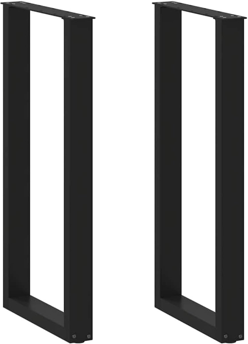 Poten U-vorm 2 STK. Zwart 40x100-101 cm staal met verstelbare nivelleringspoten, gepoedercoat, vierkant, voorgeboorde gaten en schroeven voor eenvoudige montage