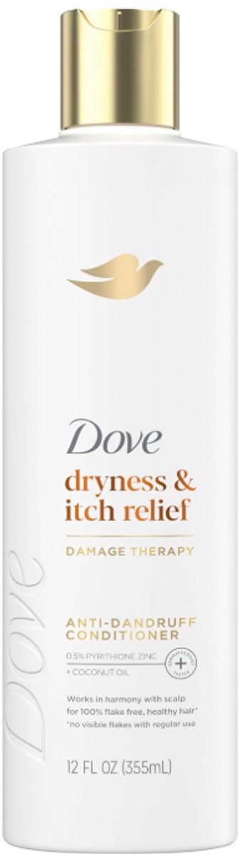 Dove Damage Therapy Derma Dryness + Itch Conditioner 355 ml – Anti-Roos Conditioner met Pyrithione Zinc & Kokosolie – Voor Droge, Jeukende & Schilferige Hoofdhuid