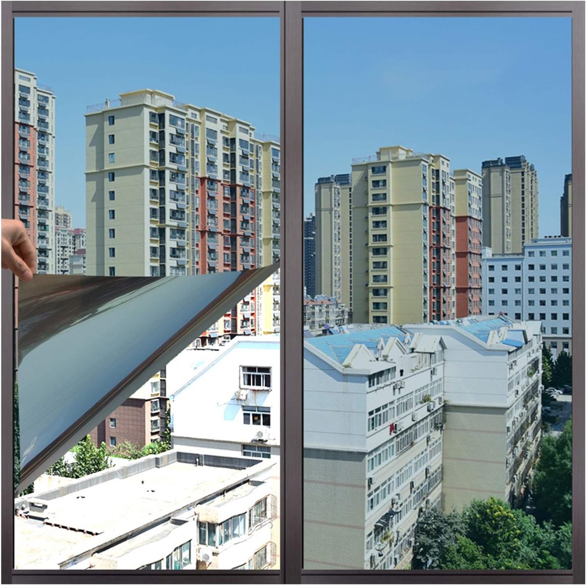 Way Reflecterende Zelfklevende Window Film Zonneblok Film Privacy Glas Venster Film Ondoorzichtige Privacy Anti-uv Statisch Voor Kantoor Home-Sea steen blauw 1.2x1m