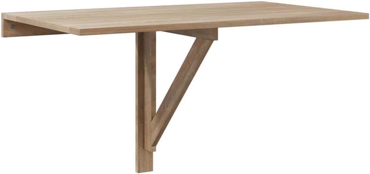 Image of 100 x 60 cm, eikenkleur, inklapbare wandtafel voor keuken, kantoor of kinderkamer, ruimtebesparend bureau met driehoekige houder