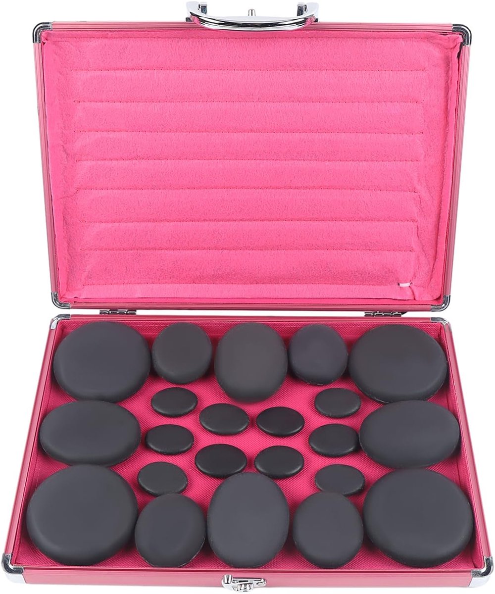 20 warmtestenen, warmteapparaat, hot stone massage, grote hete stenen set voor warmtebehandeling, warmer, rond, watervrije verwarming, verbetert de doorbloeding en ontspant de spieren met