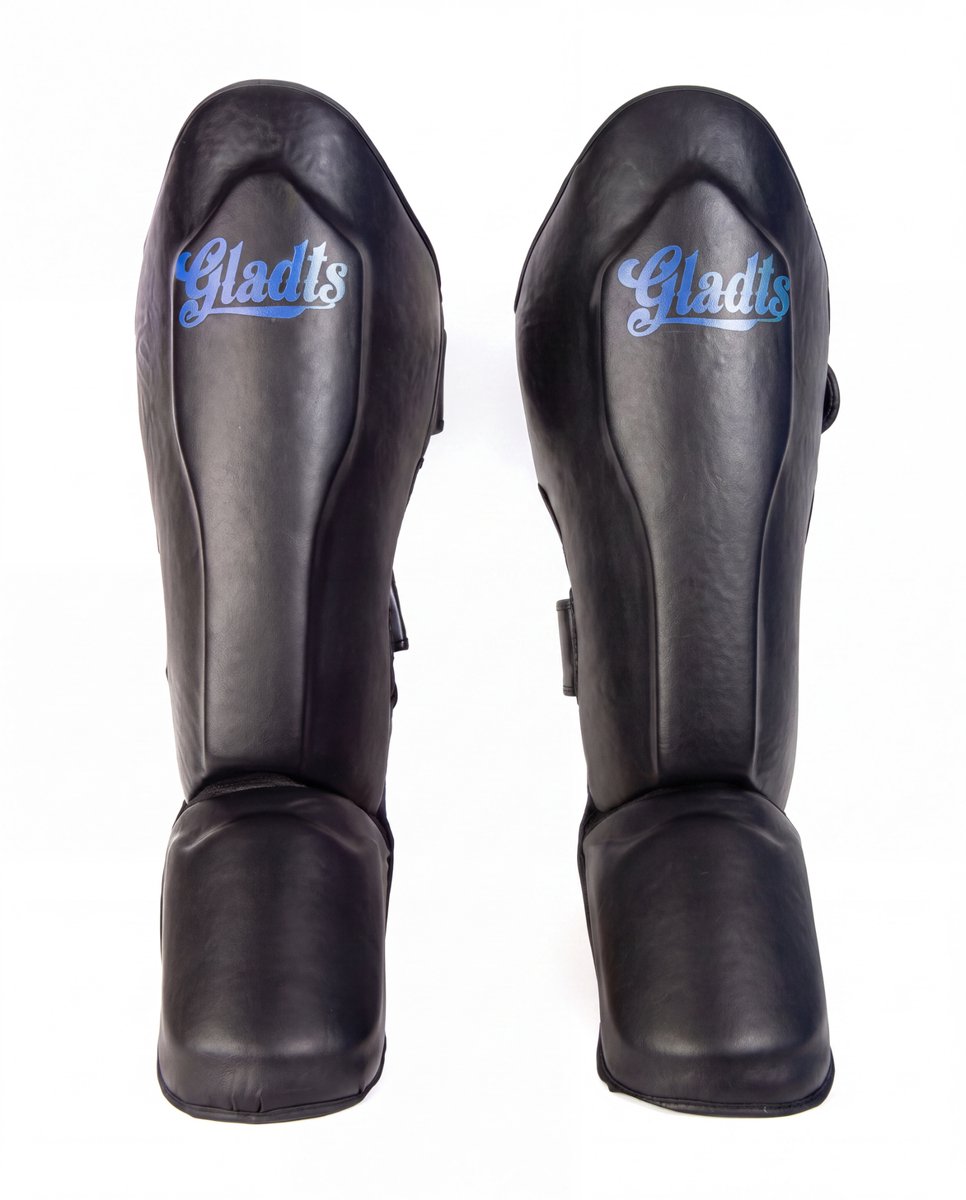 Gladts - Classic - Scheenbeschermer kickboksen - Zwart/Blauw - Maat L - Scheenbeschermers - Scheenbeschermers kickboksen - Scheenbeschermers vechtsport - Scheenbeschermers kickboksen kind - Scheenbeschermers kickboksen dames