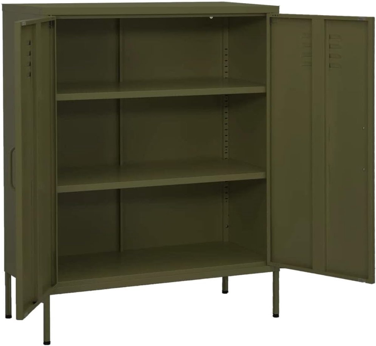 Opbergkast, olijfgroen, 80 x 35 x 101,5 cm, staal, kantoorkast, woonkamer, geschikt voor woonkamer, slaapkamer, kantoor