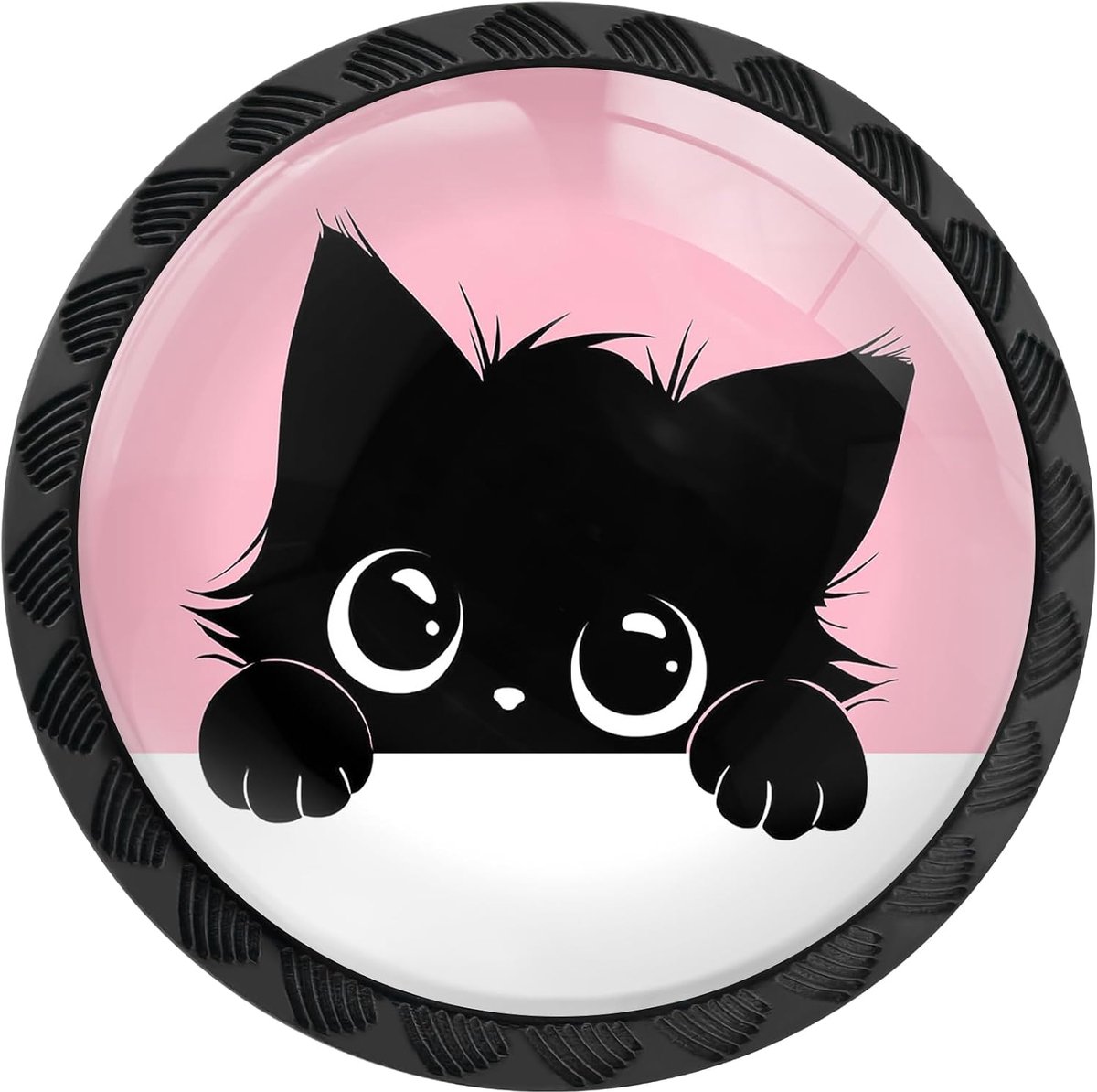 Set van 4 schattige zwarte kattenkastknoppen, ronde lade trekt kattendressoir knop kast deurgrepen hardware voor keuken badkamer kasten