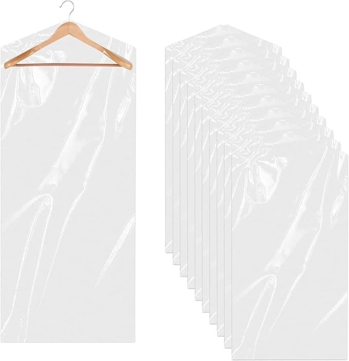 Livatto 10 stuks transparante kledinghoezen 60x180 cm – stofvrije bescherming voor pakken, jurken en jassen