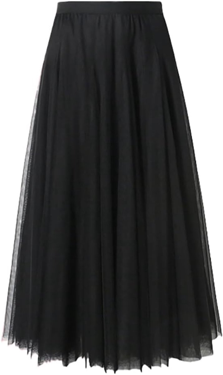 maxi-tule rok voor dames, A-lijn, midi-rok, onderrok, gelaagde rok, plooirok, dames, tule rok met hoge taille, podiumjurk, mesh, tutu, rok voor bruiloft en feest