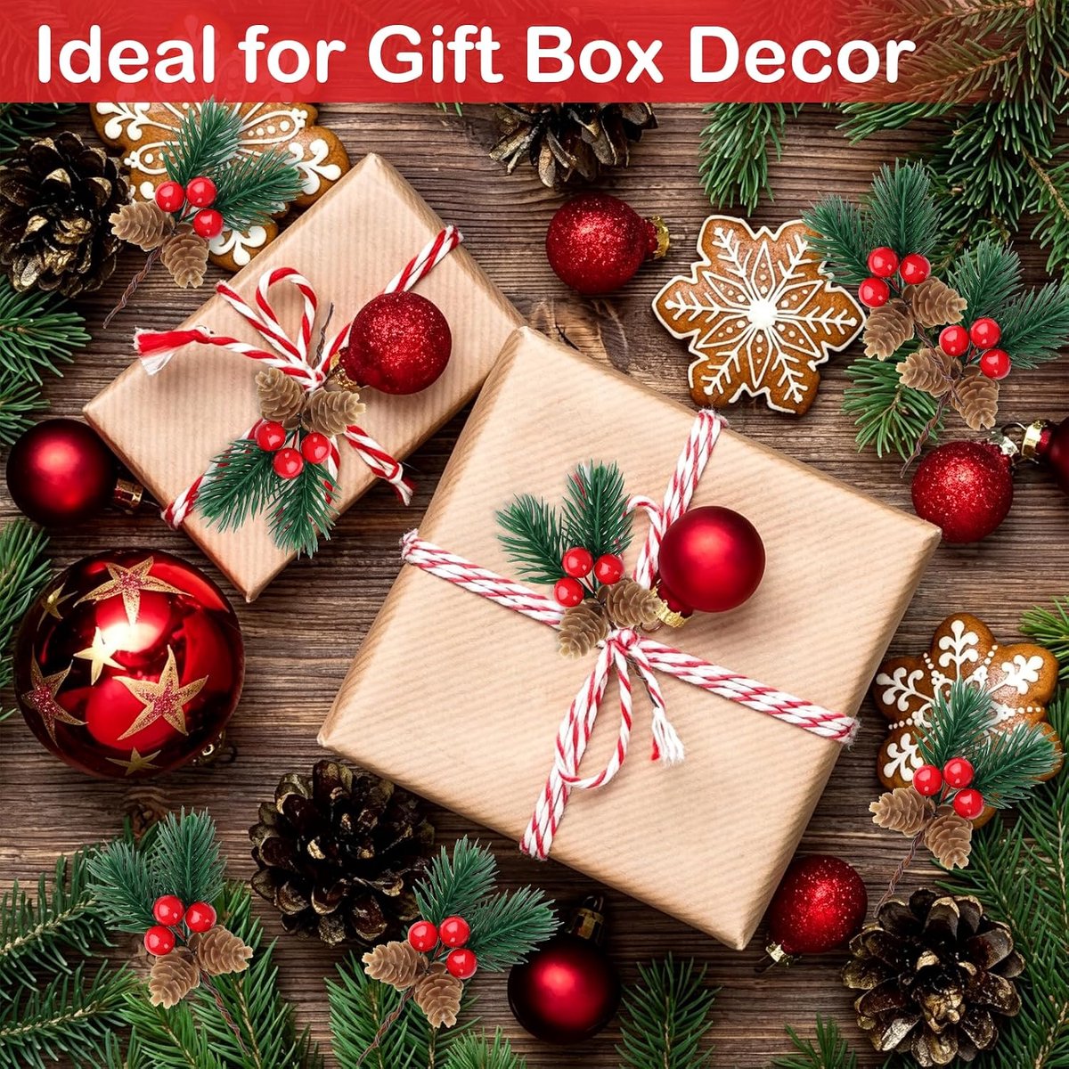 30 Stuks Kersttak Bessen - Tak met Hulst - Hulstbessen - Kersttakken - Diy Dennentakken Kerstdecoratie - Met Bessen en Dennenappels - Kerst Decoraties - Versieren Van Kerstkrans/Stukjes – foto 6