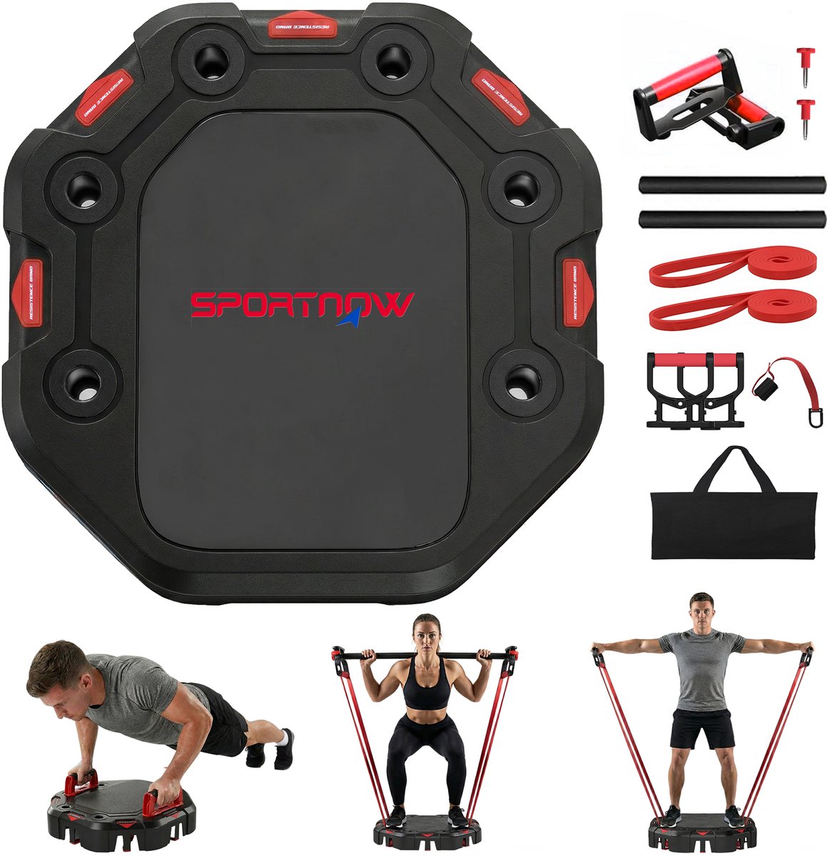 Push-up Bord - Fitness Bord - Kracht Training - 7 Trainingsmodi - 45 x 45 cm - Zwart