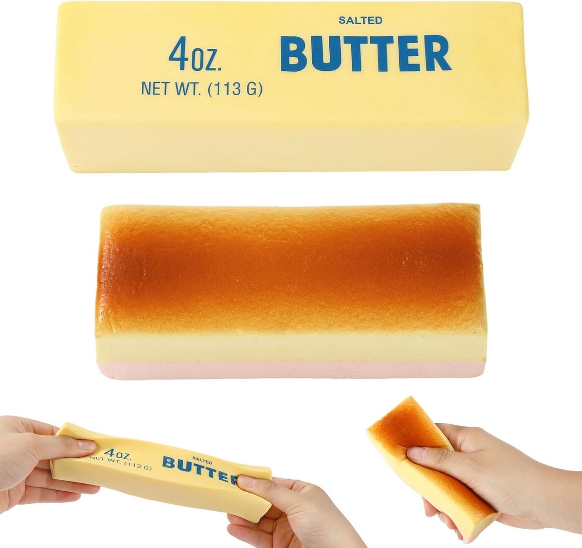 Speelgoed, PU Grappig Langzaam Rijzende Boterstaaf en Kaas Knijpspeeltje voor Kantoor, School, Thuis Angstverlichting en Decompressie Imitatiecadeaus