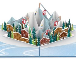 Papercrush Pop-upkaart skipiste, 3D-voucherkaart skiën, skivakantie