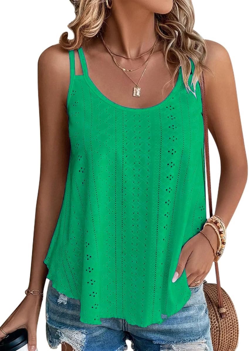 Zomertanktop voor dames, T-shirts, mouwloze top, spaghetti, tanktop, elegant, cami, ronde hals, ruimvallend, hemdje, top, T-shirt, casual hemdje