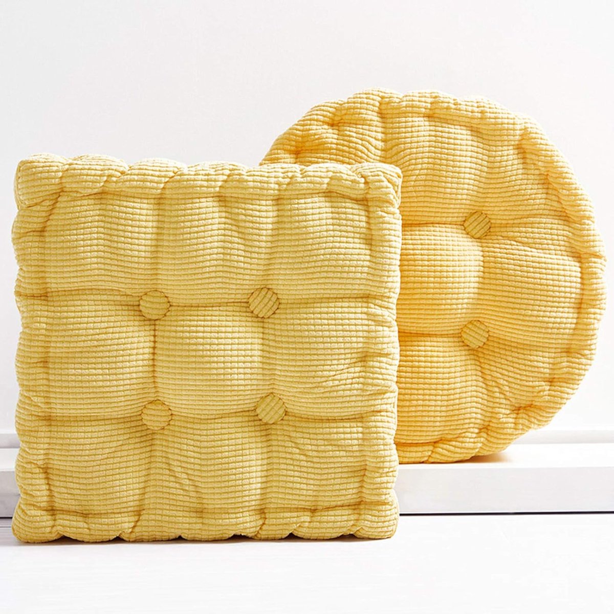 Bureau/Zitkussens/Pluche/Stoel Pad/Corduroy Mat Relax Taille Rugleuning/Zitkussen/Winter Warme Stoel Mat voor Thuiskantoor-Geel. Vierkant-50x50x8cm (20x20x3inch)