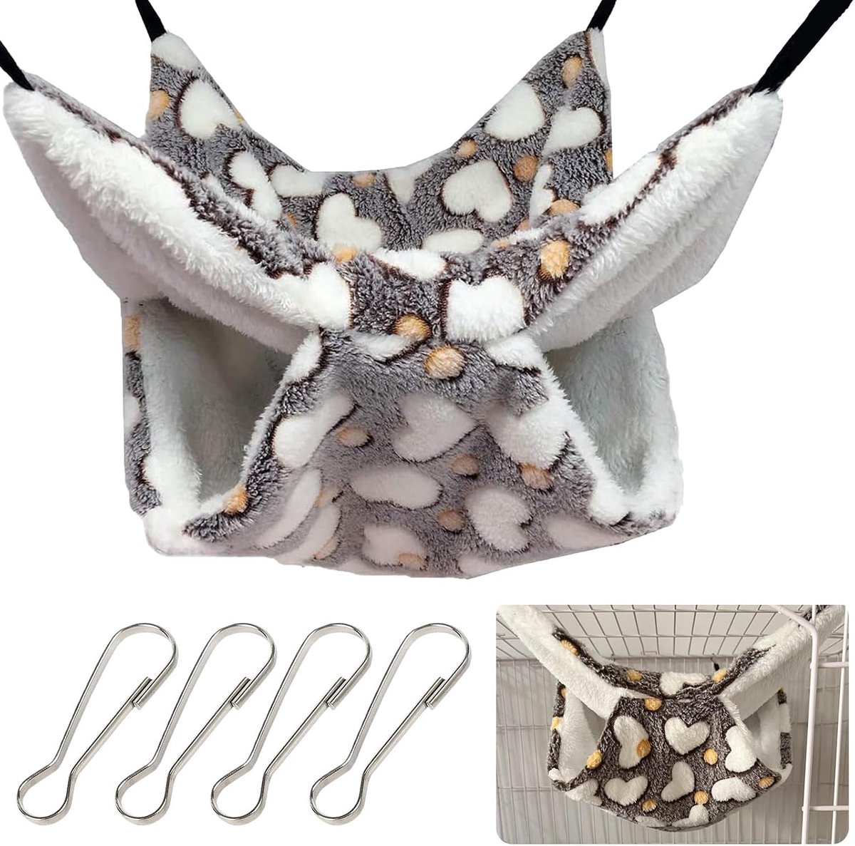 Games voor hamsters, cavia's, cavia's, accessoires voor hamsters, hangmat voor chinchilla's, pluche hangmat voor eekhoorns, chinchilla's, konijnen, kleine dieren