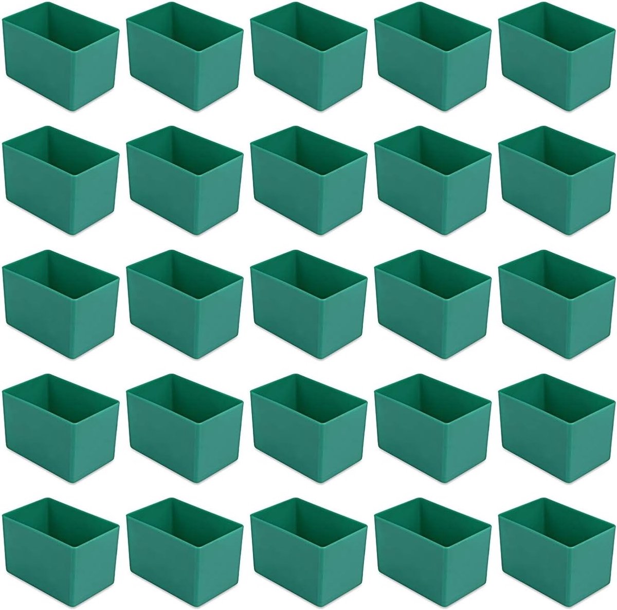 25 stuks inzetbakken E54/2, 80x53x54 mm, groen, industriestandaard, voor laden, assortimentsboxen etc., gemaakt van hoogwaardig slagvast polystyreen