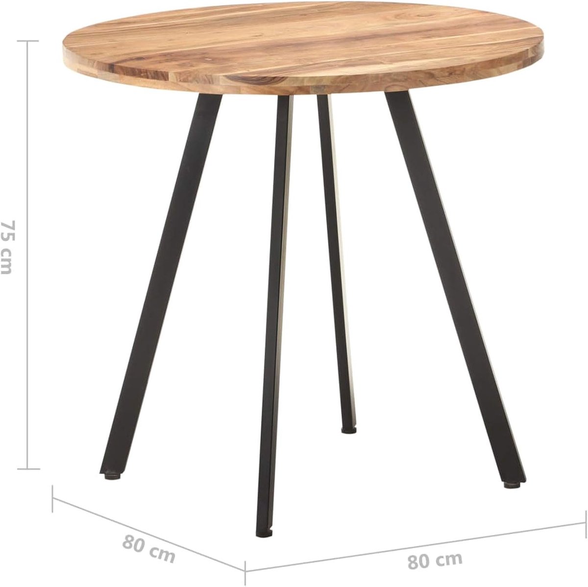 Eettafel industriële stijl handgemaakte keukentafel eetkamertafel eetkamer keukentafel rond 80 x 75 cm massief acacia