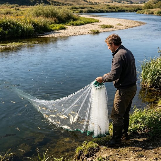 Visnet voor roofvissen - enkellaags branchiale net met hoge sterkte | visnet, voor gebruik in zout water, kajak, onderzoek, boot, strand, aquarium en vijver — afbeelding 2