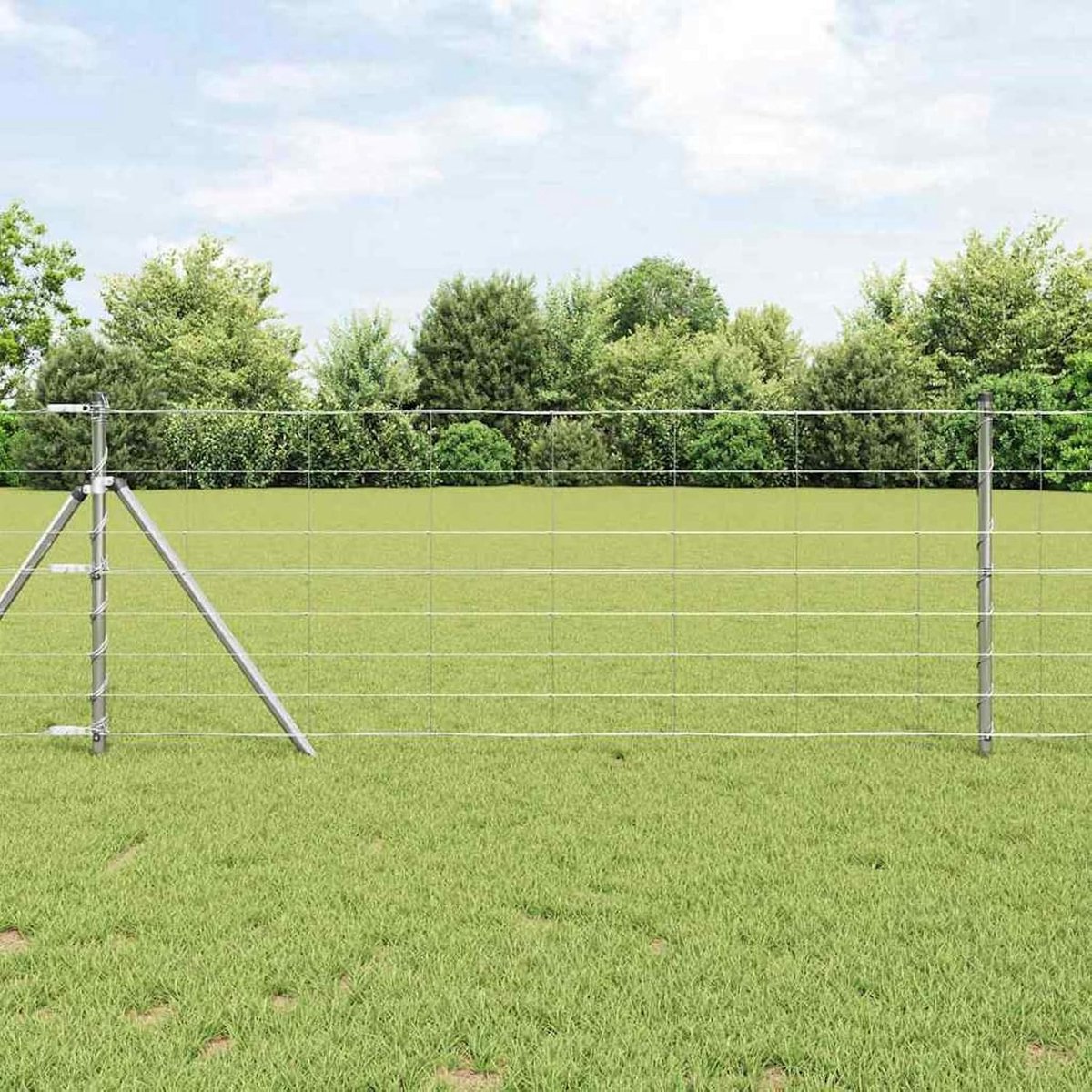 Veldhek 0,8 x 100 m van verzinkt staal, hekpalen 13 stuks Ø32 mm 120 cm van verzinkt staal net voor kleine dieren tuinhek hek voor tuin huis binnenplaats kippenhek konijnenhok wildbescherming
