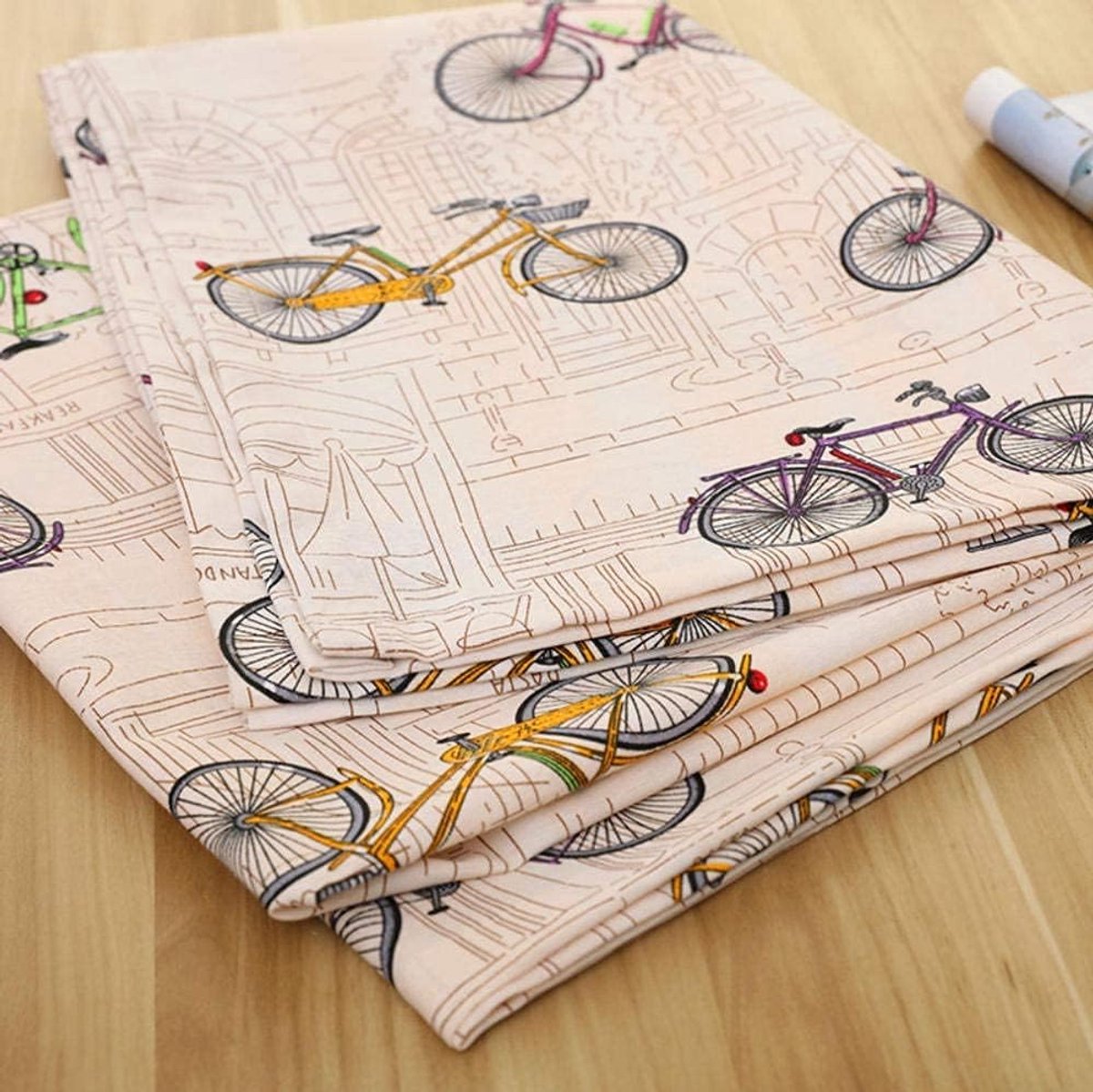 Katoen Tafelkleed Cartoon Groene Fiets Patroon Wasbaar En Stofdicht Geschikt voor Thuis Keuken Eettafel Decoratie:,100CM*140CM