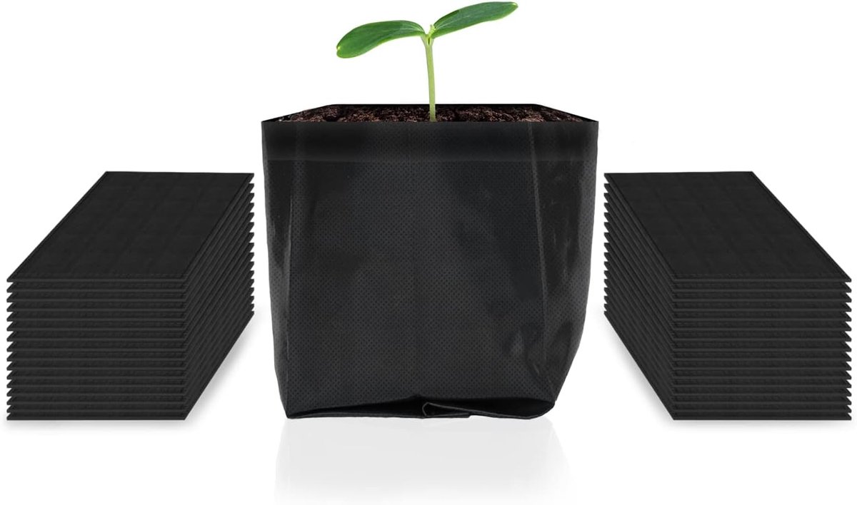 Zakken 1/2 gallon, niet-geweven stof kweekzakken, 50-pack biologisch afbreekbare plantenpotten voor het starten van zaden, bodemtransplantatie, Home Garden Supply
