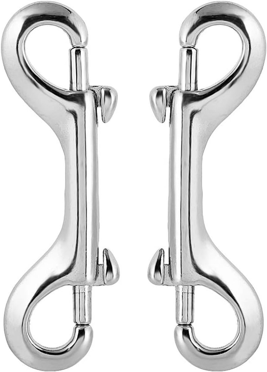 karabijnhaak, boutsnapper, ketting, klikhaak, sluitclip voor hondenriem, bergbeklimmen, familiecamping in de open lucht, glanzend zilver 90 mm, 2 stuks