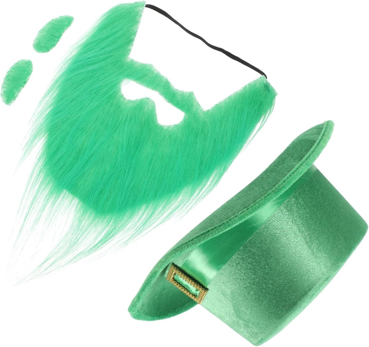 4stuks Delige Set Van Patrick's Leprechaun Hoed Met Nepbaard Wenkbrauwen Groene Shamrock Hoed Faux Groene Gezichtshaar Voor Feestdagen Kostuums