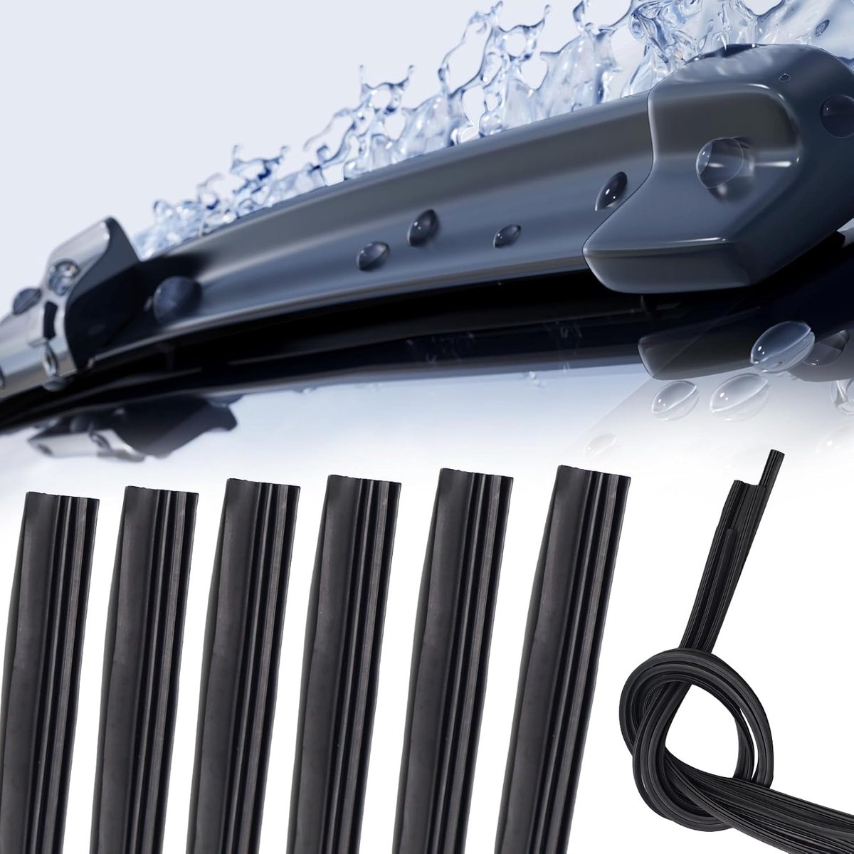 Ruitenwisserrubbers, 800 mm, set met 6 snijbare reserveonderdelen voor auto's, vrachtwagens en bestelwagens, geluidsarme ruitenwissers met anti-kras behandeling voor perfect zicht bij regen