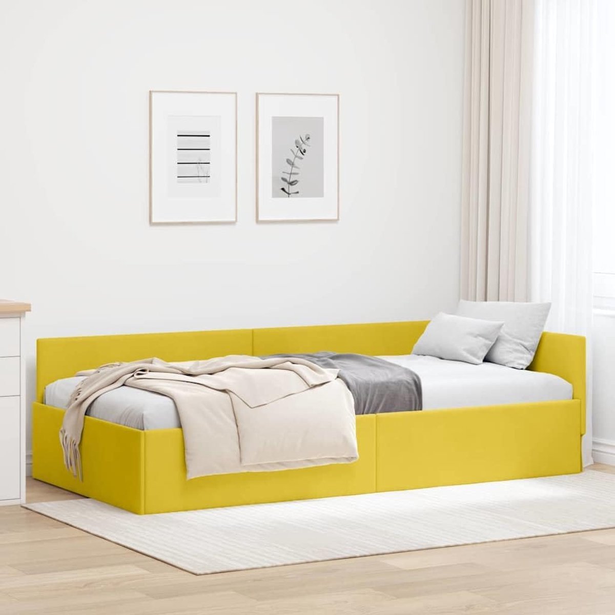 Hoekbedframe Dagbed voor slaapkamer Geel 100 x 200 cm
