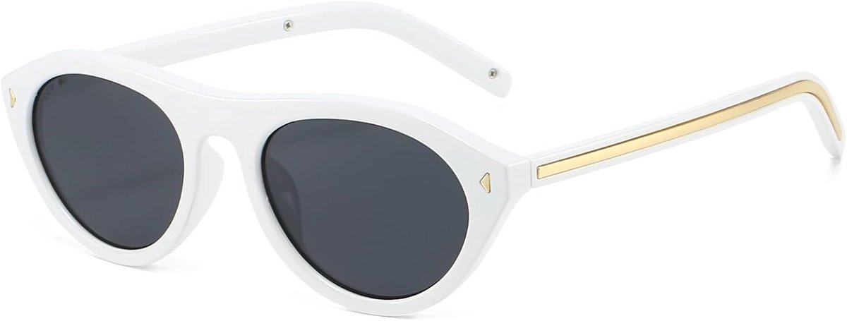 Ovale kattenoogzonnebril voor dames, retro klein frame, UV400-bescherming, trendy bril voor outdoor, reizen, feest