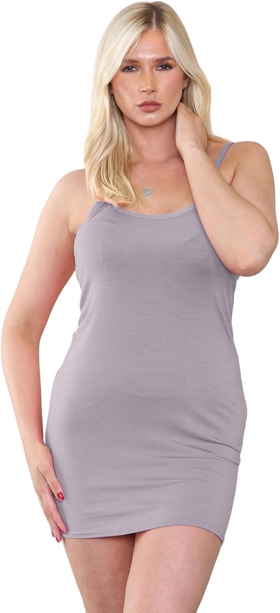 Dames Plain Cami Vest Mouwloos Strappy Bodycon Basic Zomer T-Shirt Jersey Tank Top, Mokka, 50-52 grote maten