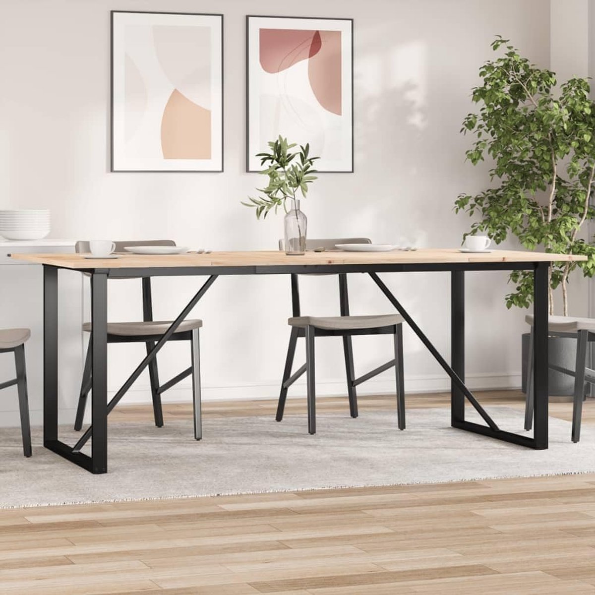Massief grenenhout O frame eettafel 200x100x75 cm