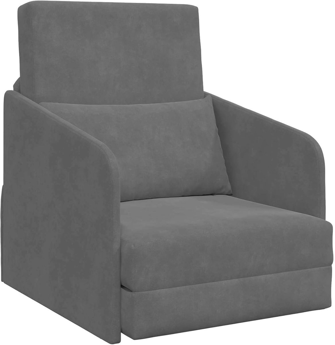 Vloerbank, 2-in-1, donkergrijs, 65 x 80 x 83 cm, fluweel, dagbed, slaapbank, logeerbed, voor woonkamer, kantoor, logeerkamer, kleine ruimtes
