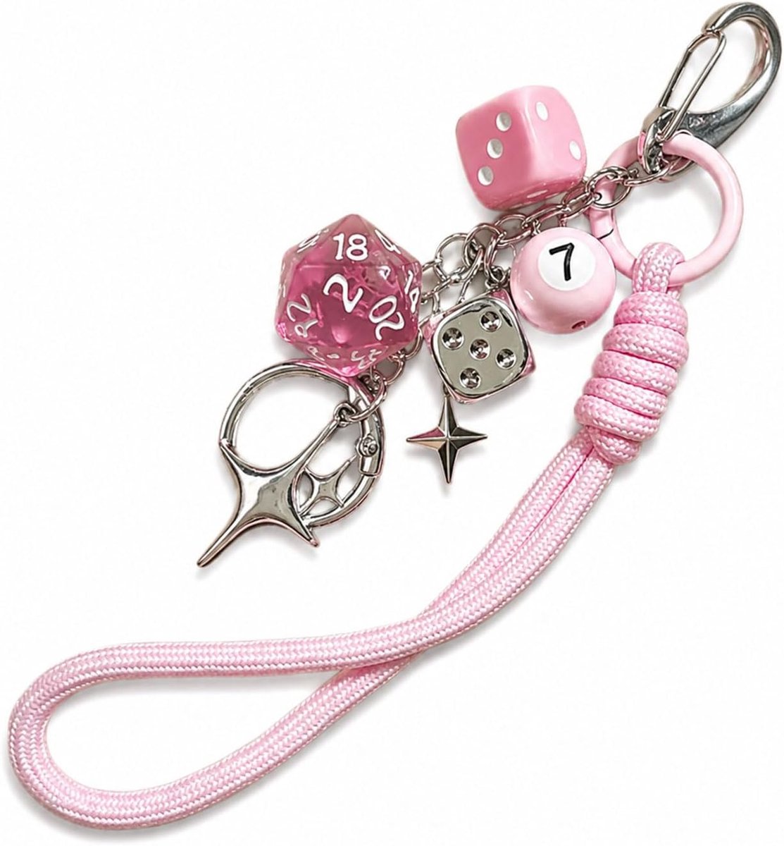 Tassenhanger Sleutelhanger met Kubus-Sterhanger, Bag Charm voor Autosleutel, Handtas en Rugzak, Gothic Y2K Punk Accessoire