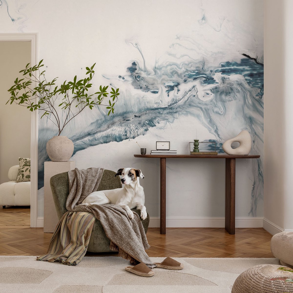 Coloray Vliesbehang - Wit Snellijm Behang - 104x70 cm - Abstracte Elegantie Muurschildering - Slaapkamer behang Abstractie - Fotobehang Vlies - Slaapkamer behang