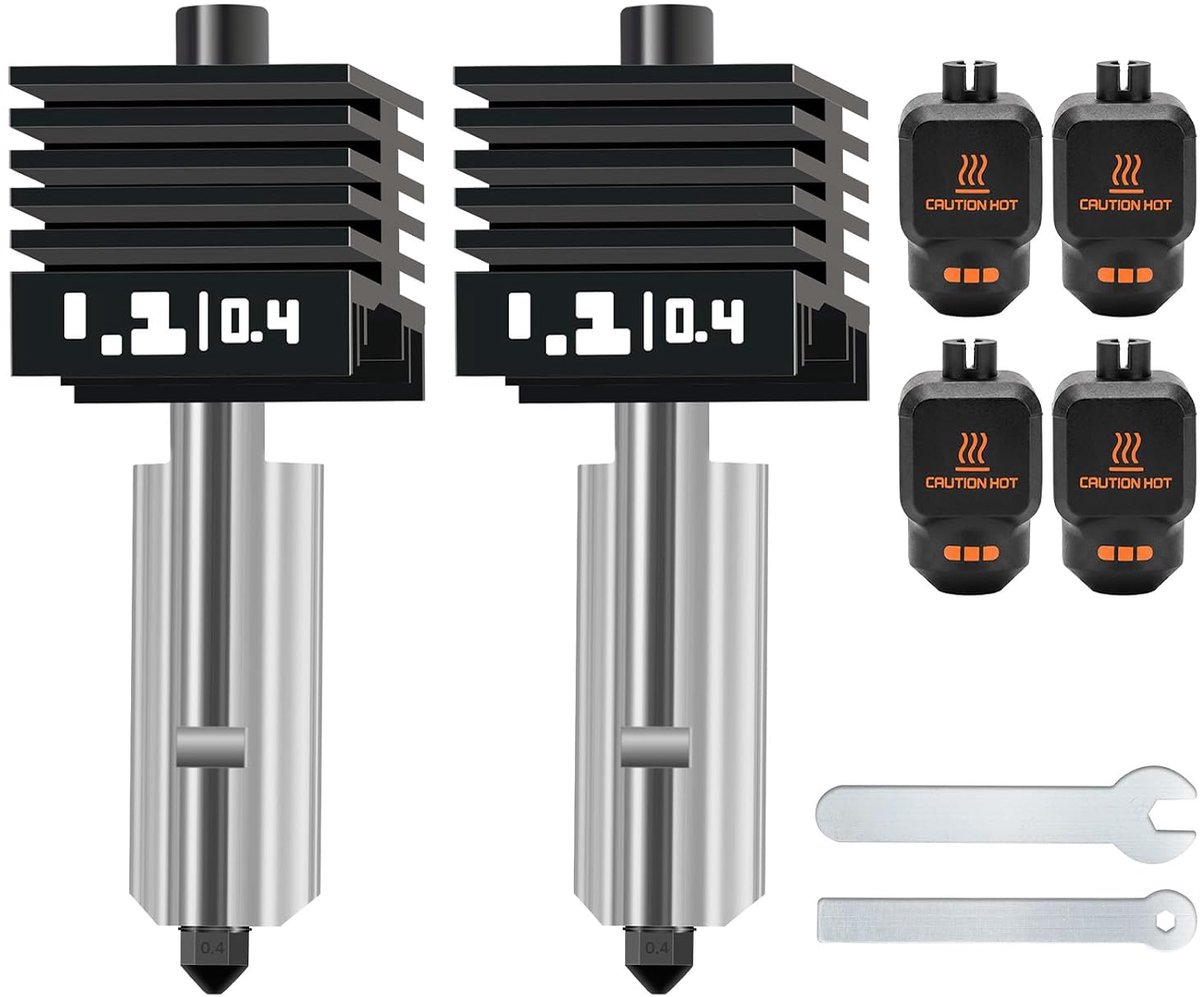 2 stuks 0,4 mm P2S X2D Hotend Kit met siliconen sokken voor Bambulab, Quick Swap Extruder P2S X2D Hotend siliconen hoes voor Bambu Lab X2D/P2S 3D-printer