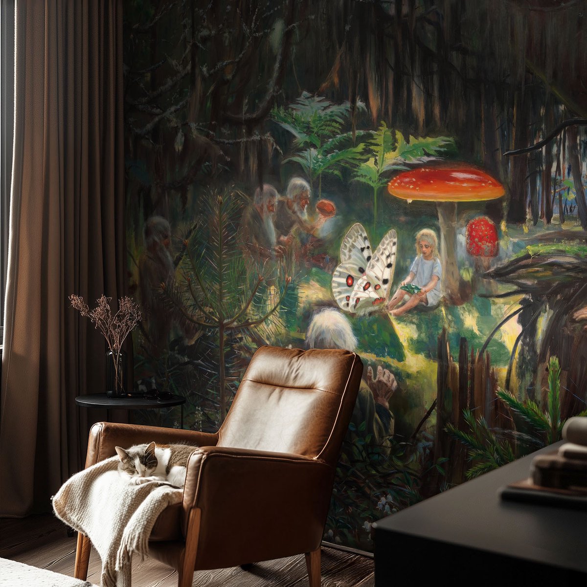 Coloray Vliesbehang - Grijs Snellijm Behang - 152x104 cm - Sprookjesbos Fotobehang Vlies - Hal behang Deel - Muurschildering - Hal behang