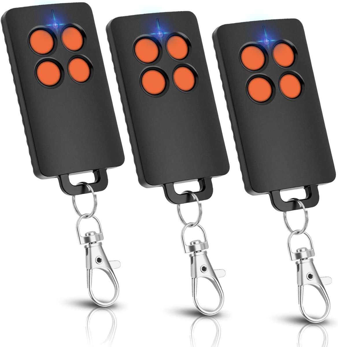 Afstandsbediening voor poort, AAM0121, compatibel met SCS Sentinel, 433,05 - 434,79 MHz, 4 kanalen, veilige rolcode, bereik 50 m, vervanging voor garage en poort grijs (3 stuks) oranje